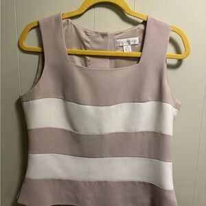 Elegant Two-Tone Sleeveless color block Top tan white beach wear office wear